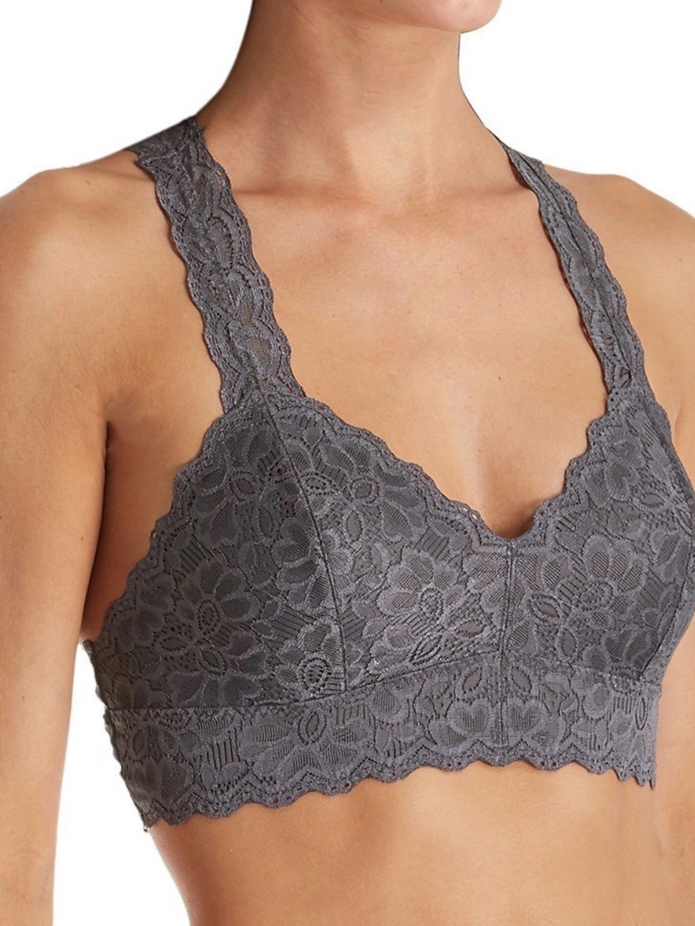 Free People Floral Lace Bralette in Charcoal